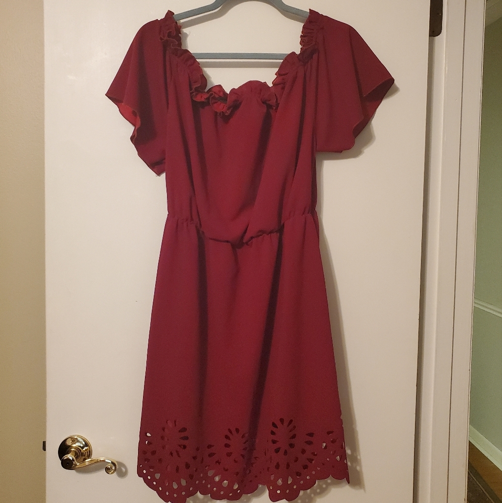 SHIEN Crimson Short Red Dress